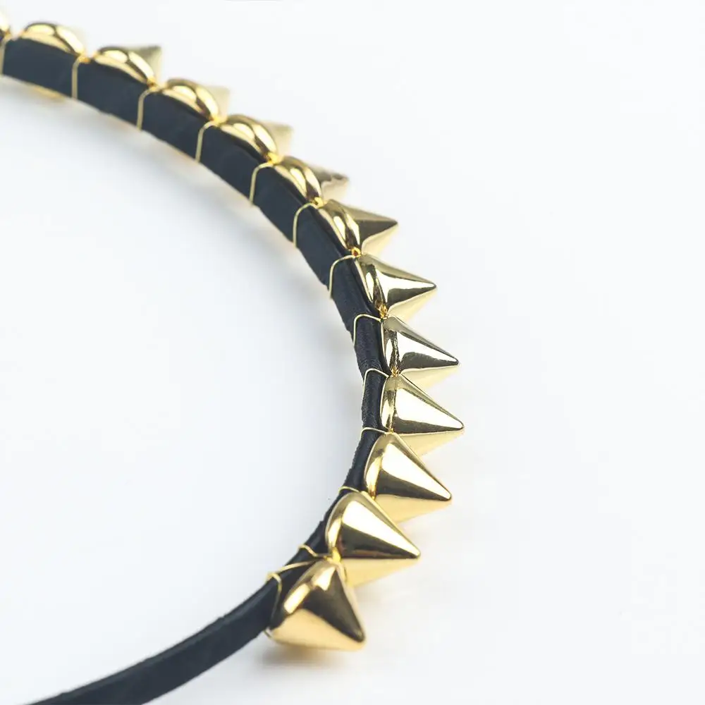 

Fashion Cool Charismatic Gift Women Bow Jewelry Metal Studded Rock Headband Hair Clips Rivets Hair Band