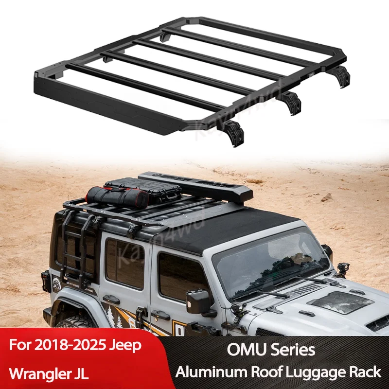 Off Road 4x4 Exterior Accessories OMU Series Aluminum Roof Rack Cargo Carrier Luggage Basket For 2018-2025 Jeep Wrangler JL