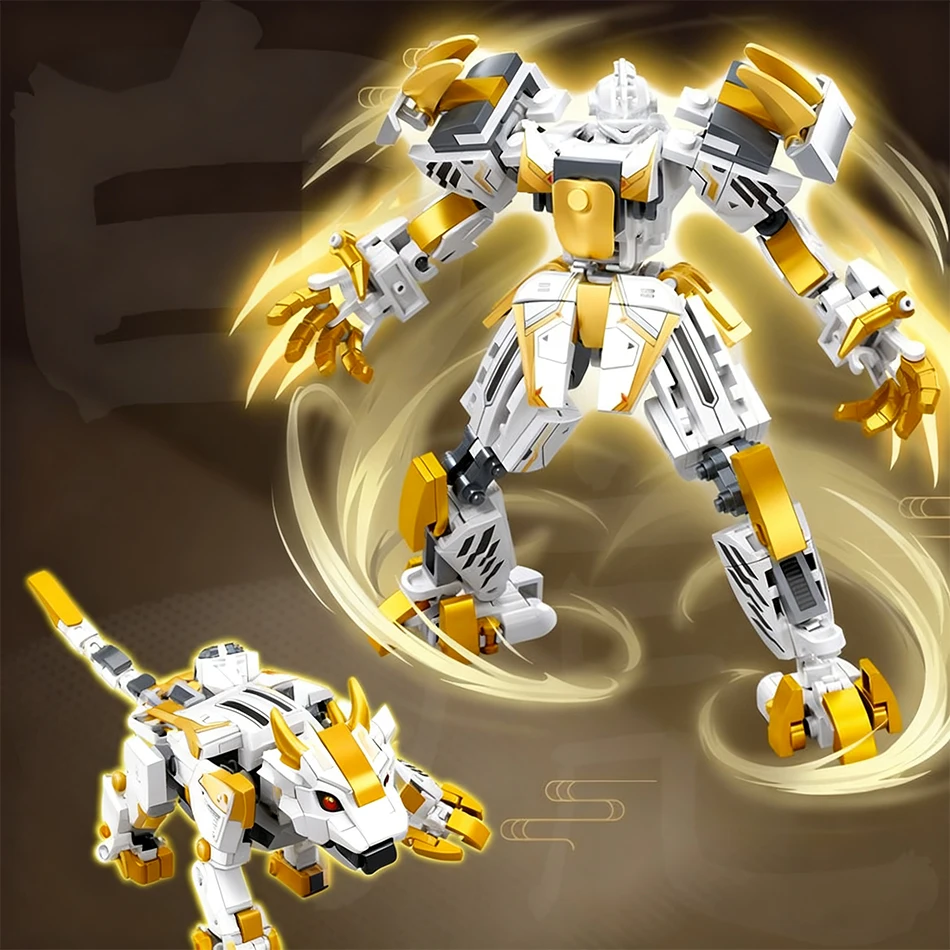 2IN1 Warrior Series Transformation Mecha Robot Building Blocks Creative Super Bettle Mechs Assemble Toy Set For Boys Kids Gifts