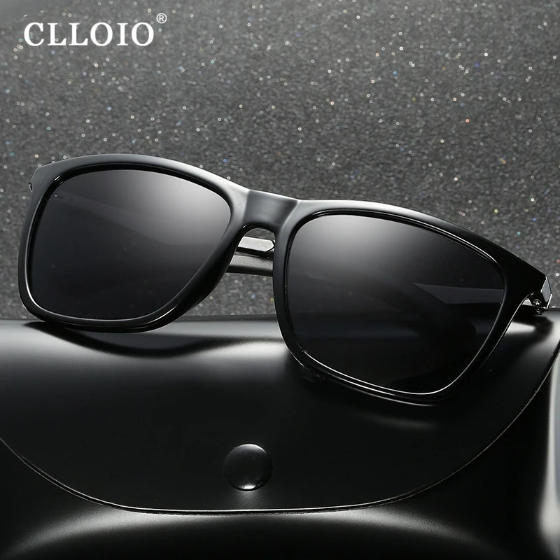 CLLOIO New Fashion Square TR90 Polarized Sunglasses Men Women Aluminum Leg Driving Day and Night Vision Anti Glare UV400 Glasses