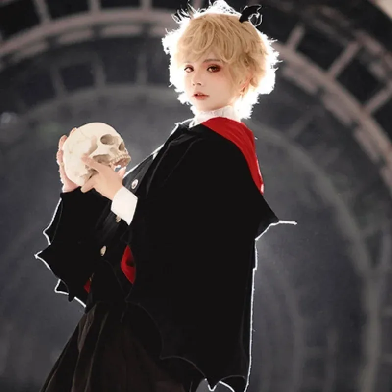 

DY202023 Fleece Poncho Hoodie Cloak Coat Winter Kids Halloween Gothic Punk Black Devil Bat Wing Demon Costume Lolita25