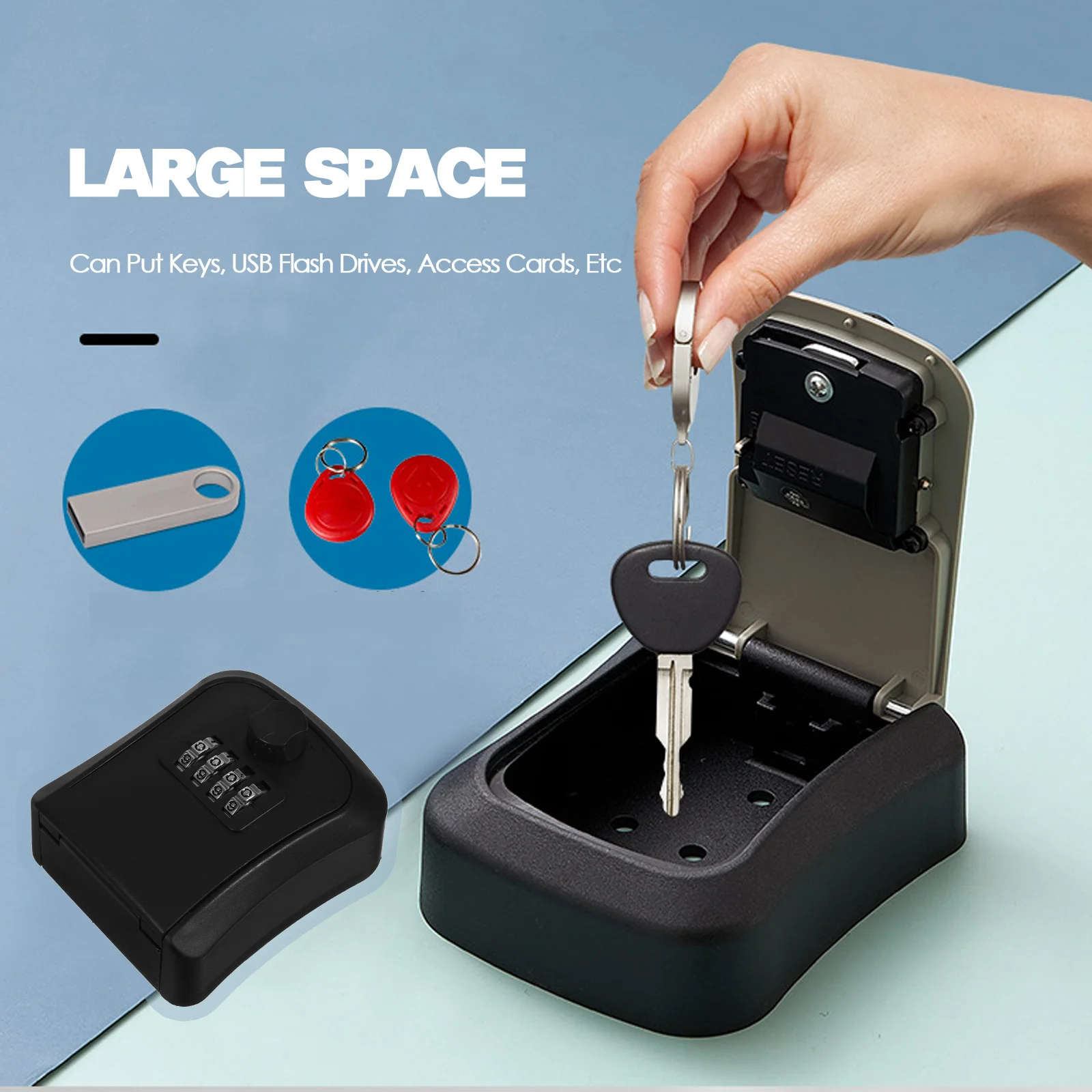 Lock Box for Keys Outdoor with Code Waterproof Wall Mounted Key Box for Outside Door Security Key Storage Container