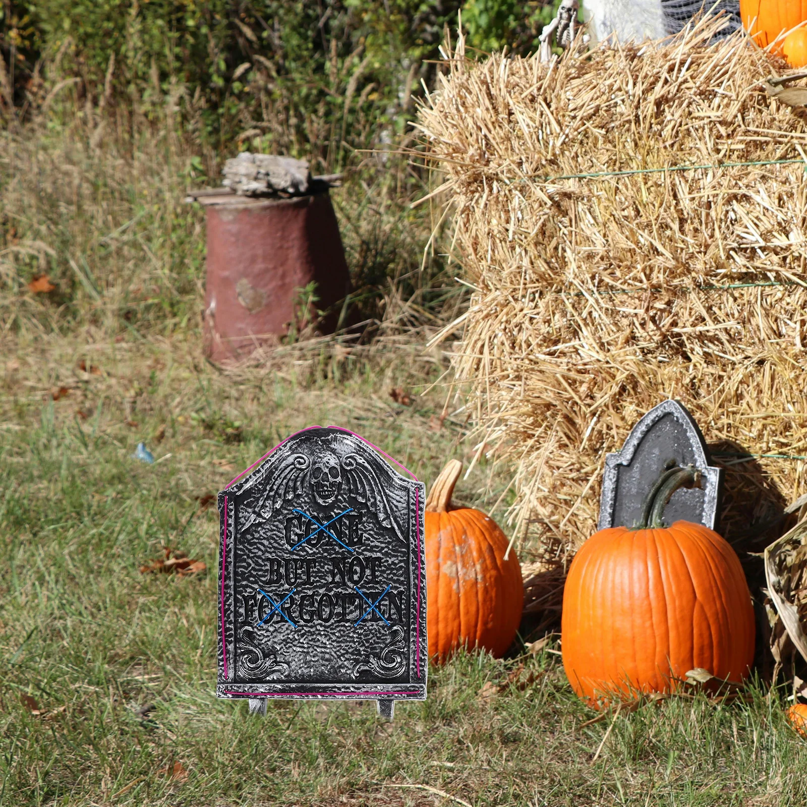 

Halloween 15 Inch Dual-Color LED Light-Up Tombstone Blue Purple Glow Graveyard Sign Yard Lawn Decor No