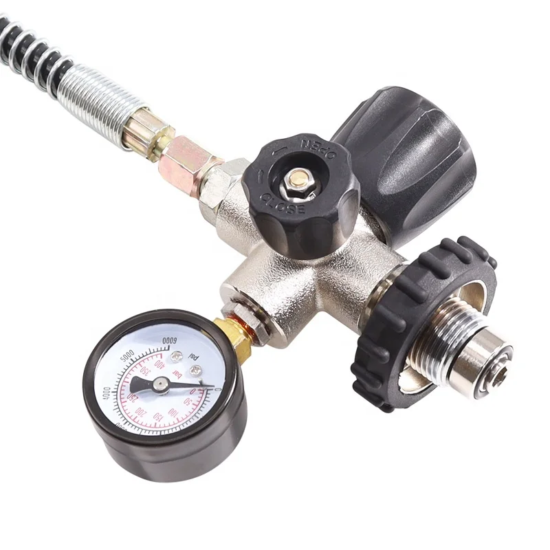 Big diving tank fill station valve 6000Psi Pressure Regulator Fill Station Hose  Air Tank G5/8-14 with 7/16-20UNF on off