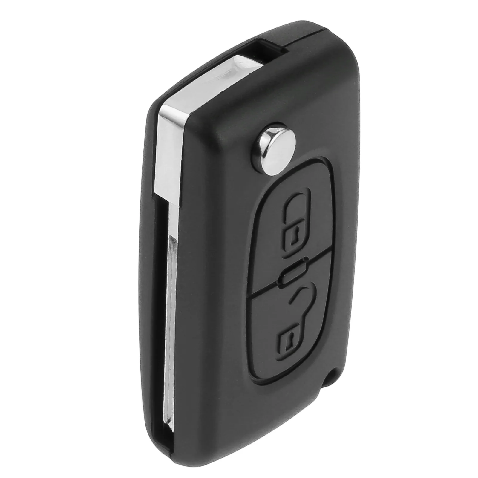 

1 Pc CE0536 Car Key Fob Case with 2 Buttons and A Key Uncut Blade Flip Folding Key Fob Cover Shell Peugeot ABS Plastic