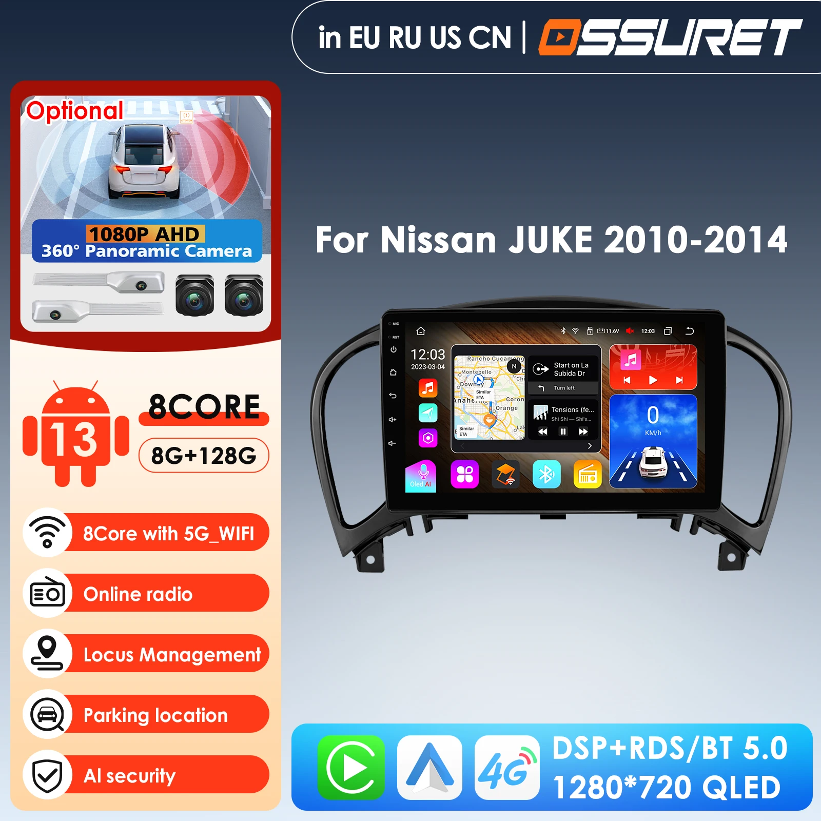 Car Intelligent Systems Carplay 4G 2 Din Android Car Multimedia Player for Nissan Juke YF15 2010-2014 Navi GPS AutoRadio Stereo
