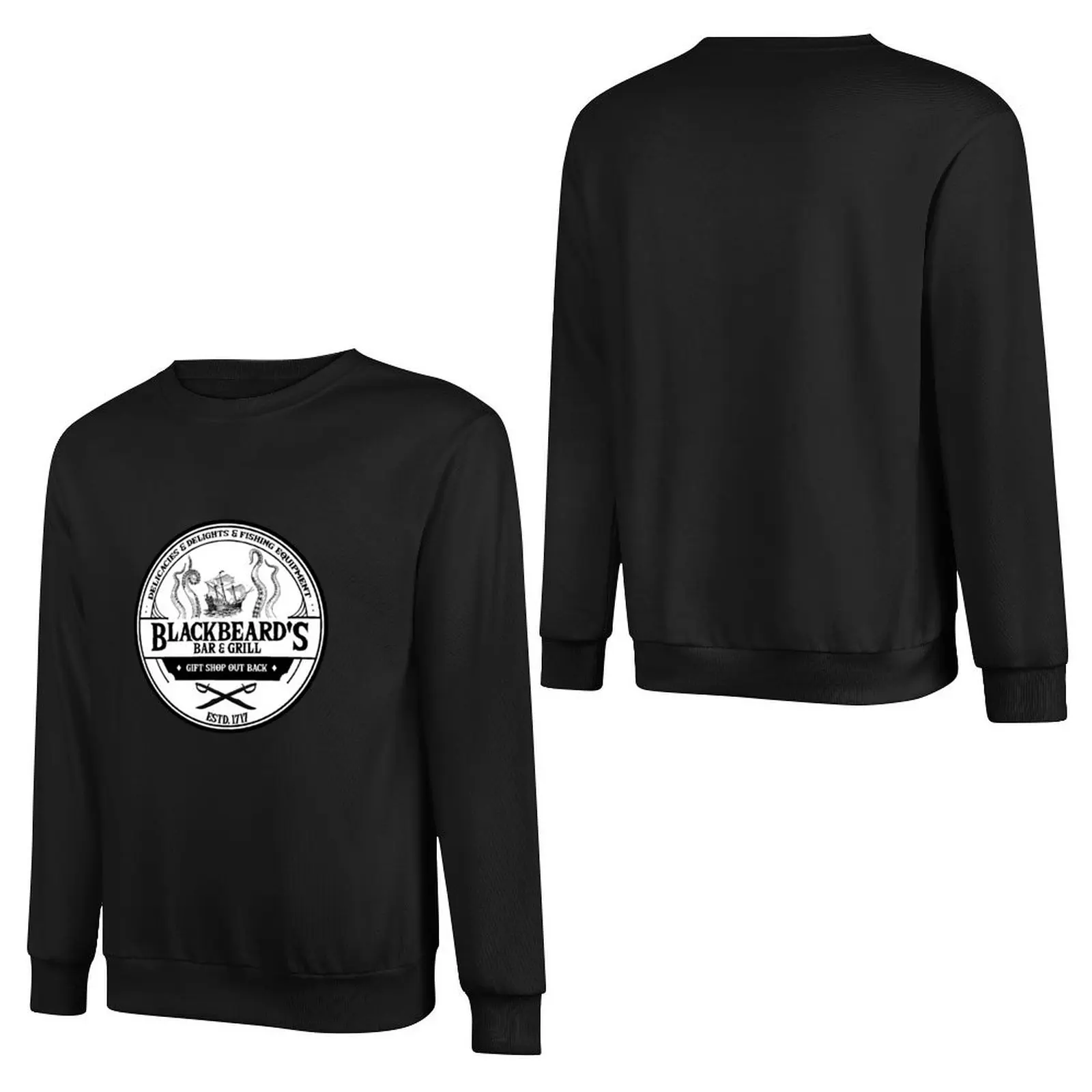 Blackbeard's Bar and Grill Pullover Hoodie graphic t shirts men anime clothes autumn clothes sweatshirt men