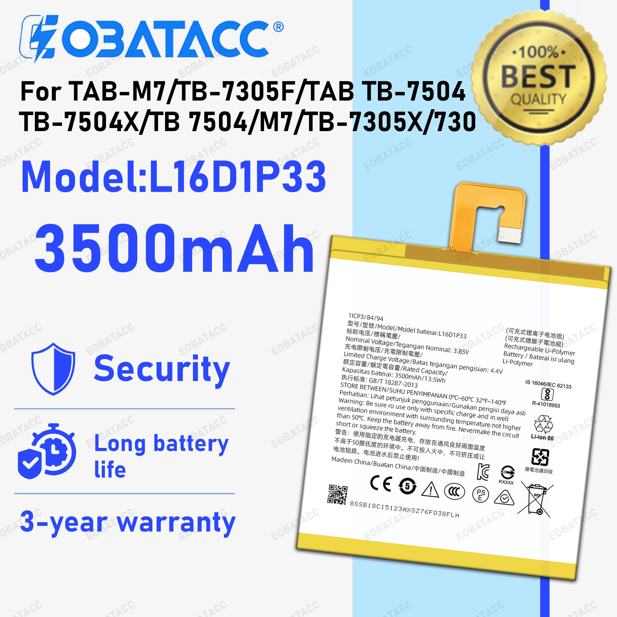 

100% New Zero Cycle Battery L16D1P33 For lenovo TAB-M7/TB-7305F/TAB TB-7504/TB-7504X/TB 7504/ M7 /TB-7305X/730 Battery + Free To