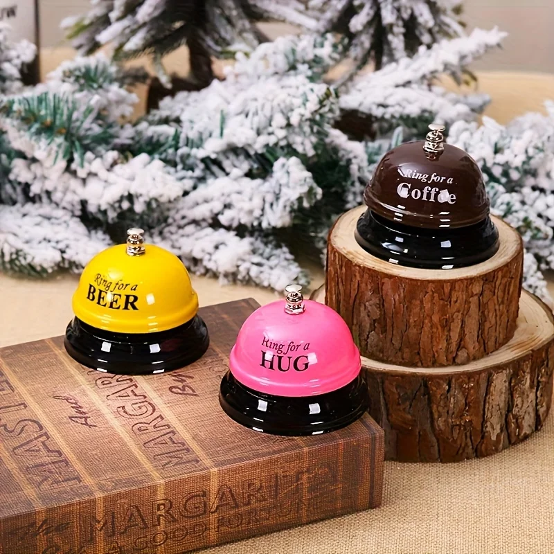 1PC Creative Student Gift Items: Yellow and Pink Metallic Bar Table Dining Bell Reminder, Restaurant Dining Bar Ring Bell, Hand-