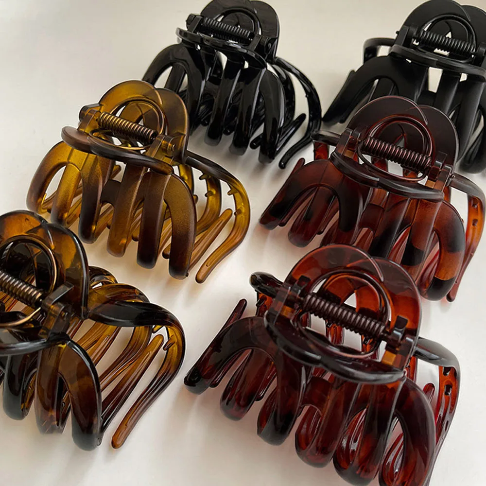 Acrylic Pumpkin Hair Clips Hollowed Simple Fashion Hair Claw For Women Vintage Temperament Shark Y2k Trendy Hair Volume Clips