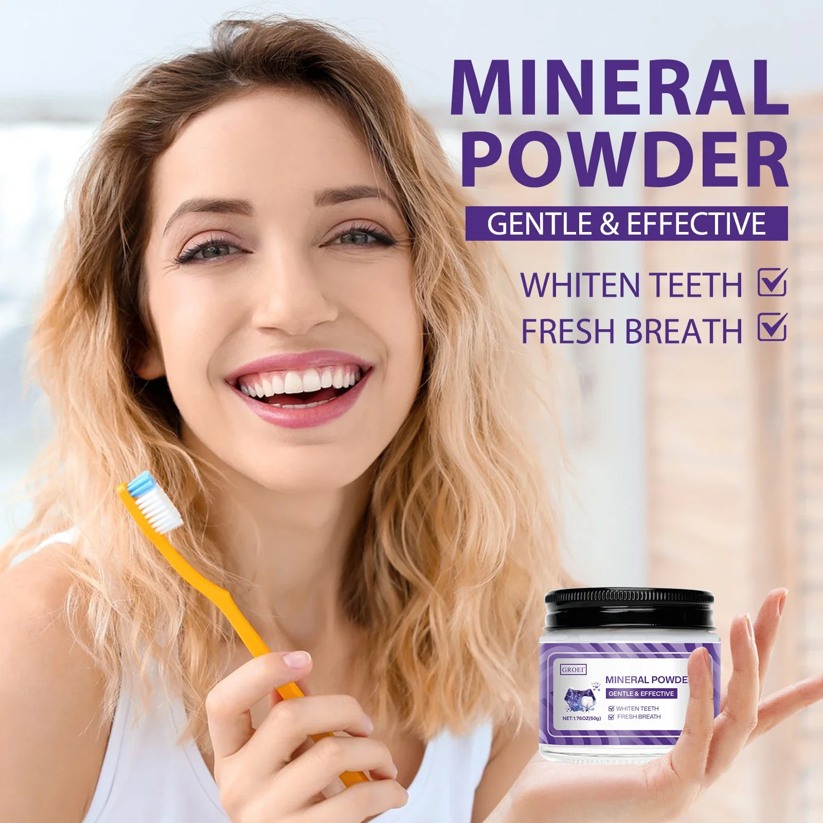 

White Mineral Teeth Whitening Powder Gentle Plaque Removal and Stain Cleaner Fresh Breath Oral Care Dental Hygiene