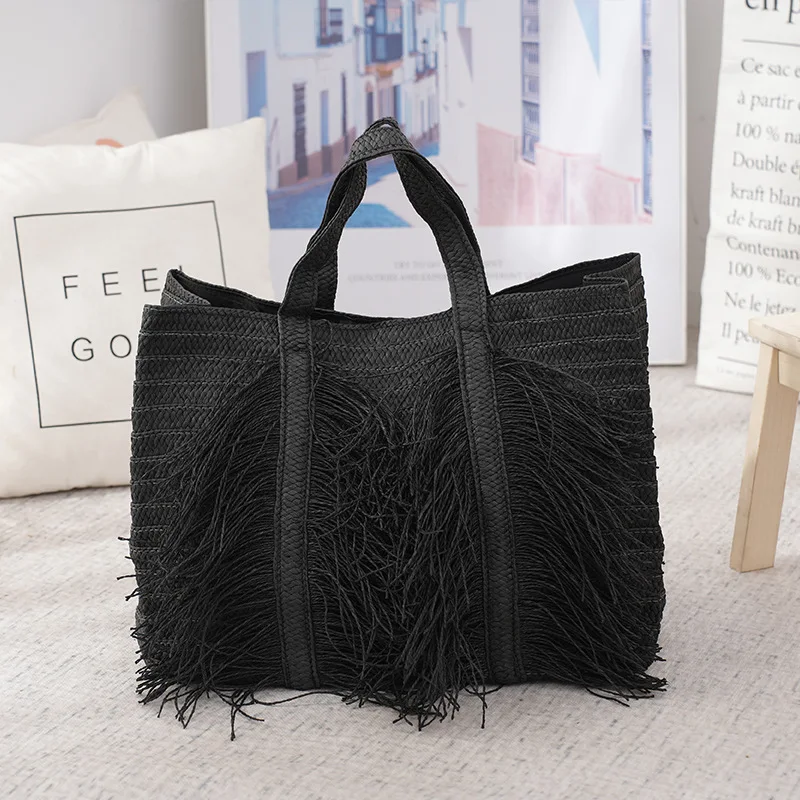 2025 Tassel Ladies Large Capacity Hand-woven Tote Rural Wind Beach Holiday Shoulder Designer Luxury Bag image 2