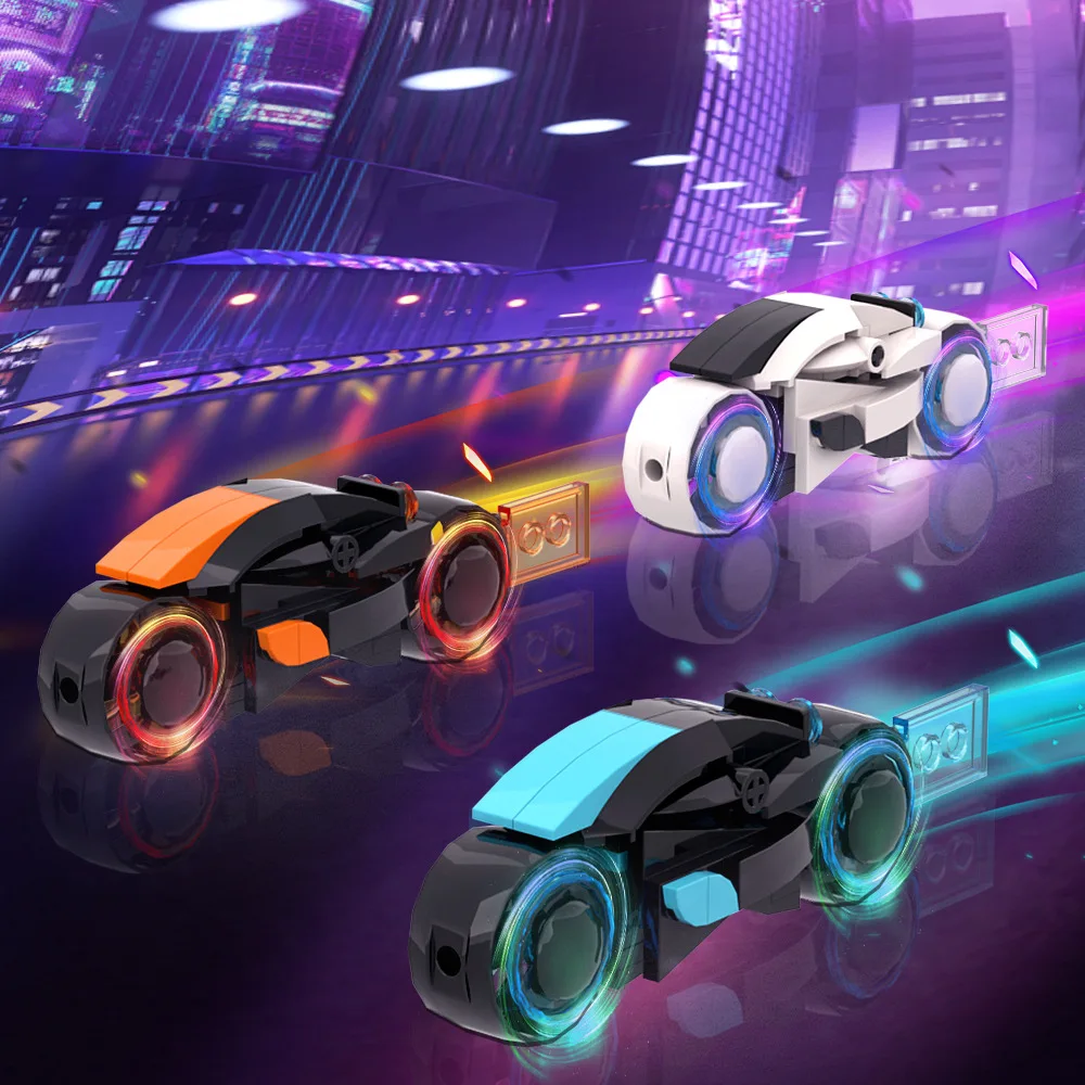 

MOC Science Fiction Movie Series Tron Motorcycle Building Blocks Set High-tech Light Cycle Model DIY Kids Toys Boy Birthday Gift