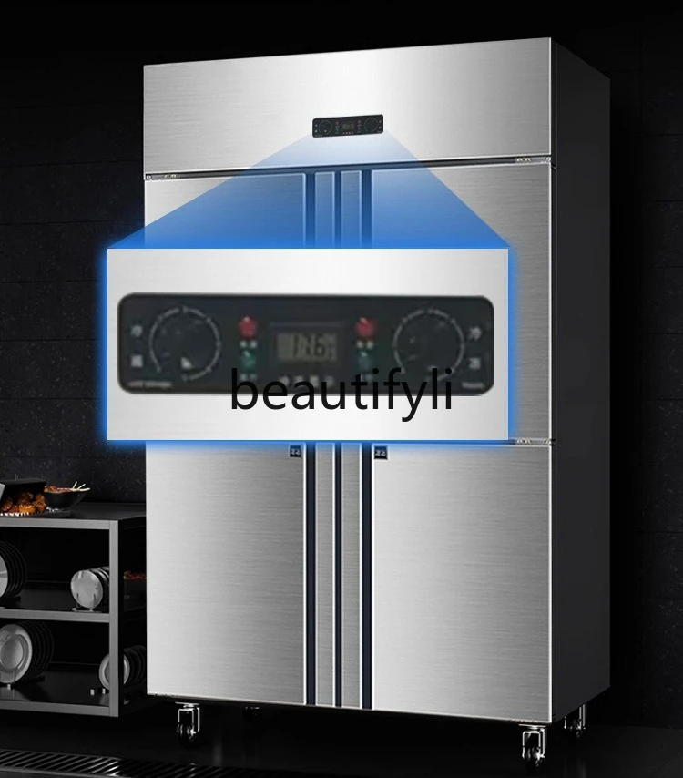 Commercial small four-door, double-temperature cabinet, freezer exhibition hotel freezer, large-capacity kitchen special cabinet