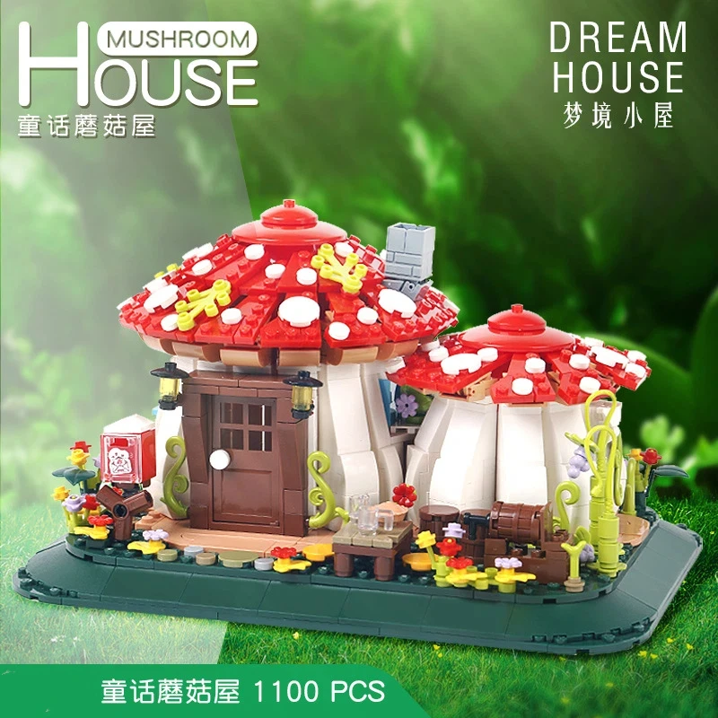 1100 قطعة مدينة الإبداعية خرافة الفطر منزل نموذج اللبنات MOC قرية حلم البيت مايكرو الطوب لعب للأطفال الهدايا #3