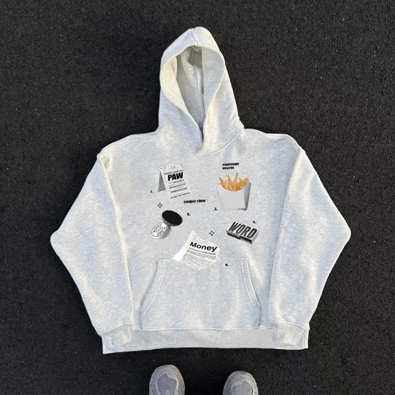 

Уличная толстовка с капюшоном в стиле ретро для мужчин и женщин, зимняя бархатная уличная мода, пуловер, толстовка большого размера, уличная одежда