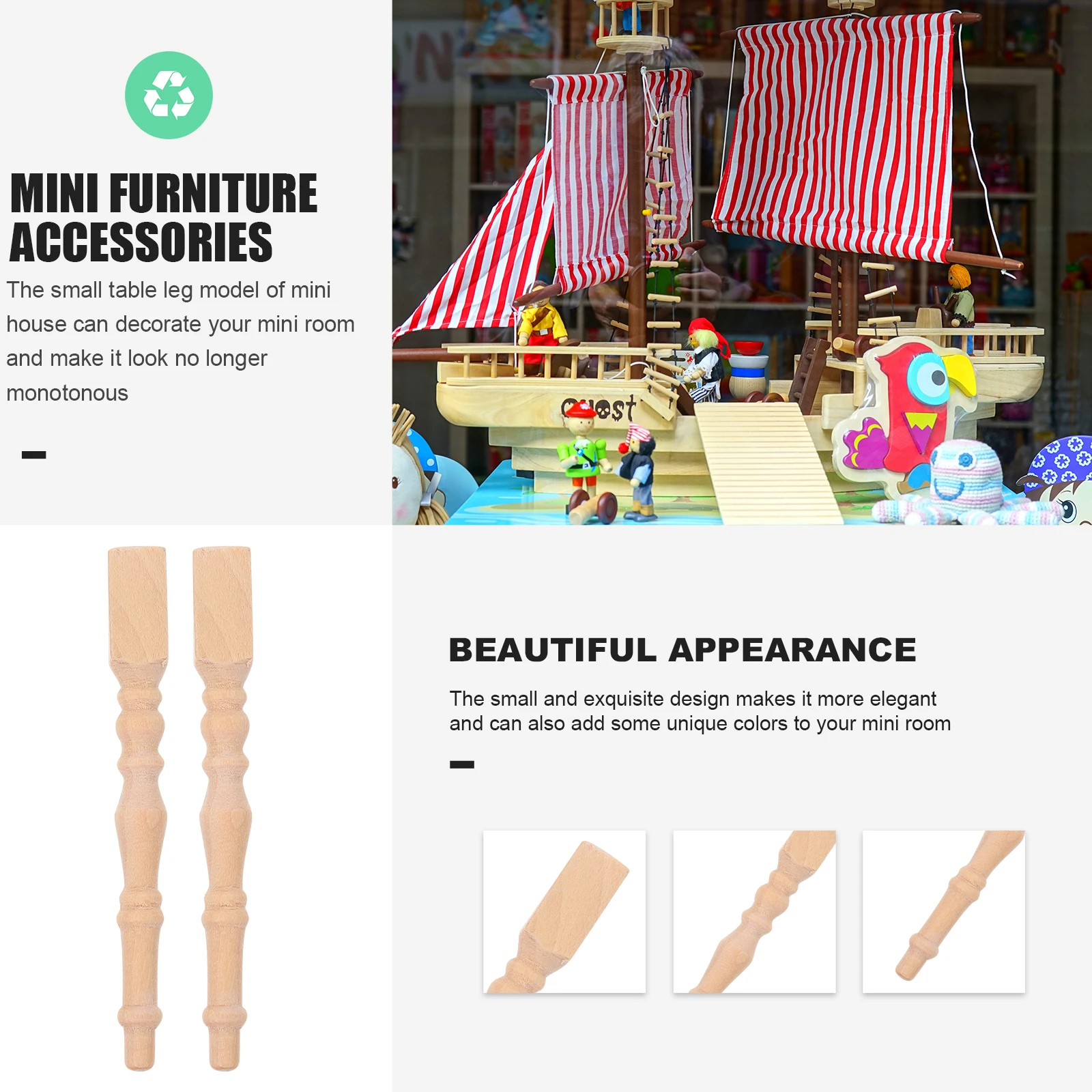 

6Pcs Miniature Table Legs Wooden Small Bases Durable Simulation Props Miniature Scene Decoration DIY Micro Landscape