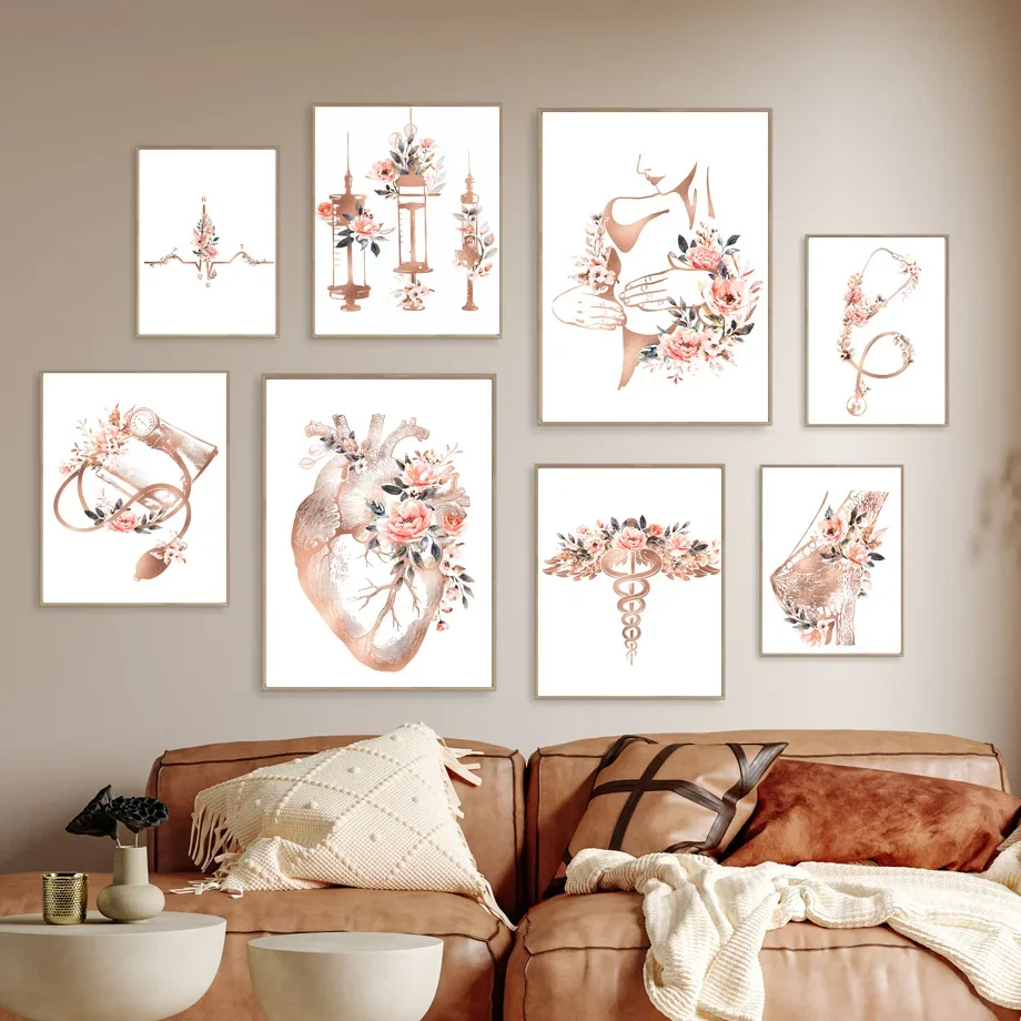 Heart Anatomy Blood Pressure EKG Doctor Nurse Wall Art Aesthetics Print Canvas Painting Posters for Living Room Home Decor