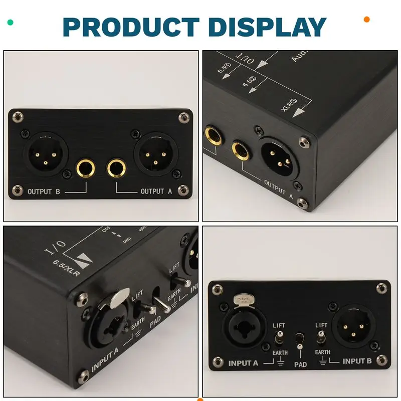 A31T XLR Audio Splitter 1 in 3 Out Balanced Audio Switcher with Isolator 6.5mm for Stage Sound Conference Recording Studio