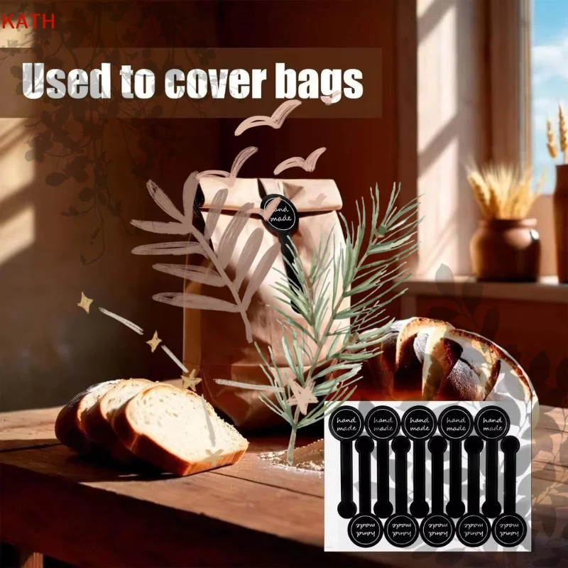 50 Sheets Black Hand Made Sealing Stickers With Strong Adhesion Perfect For Gift Wrapping Baking Packaging DIY Craft