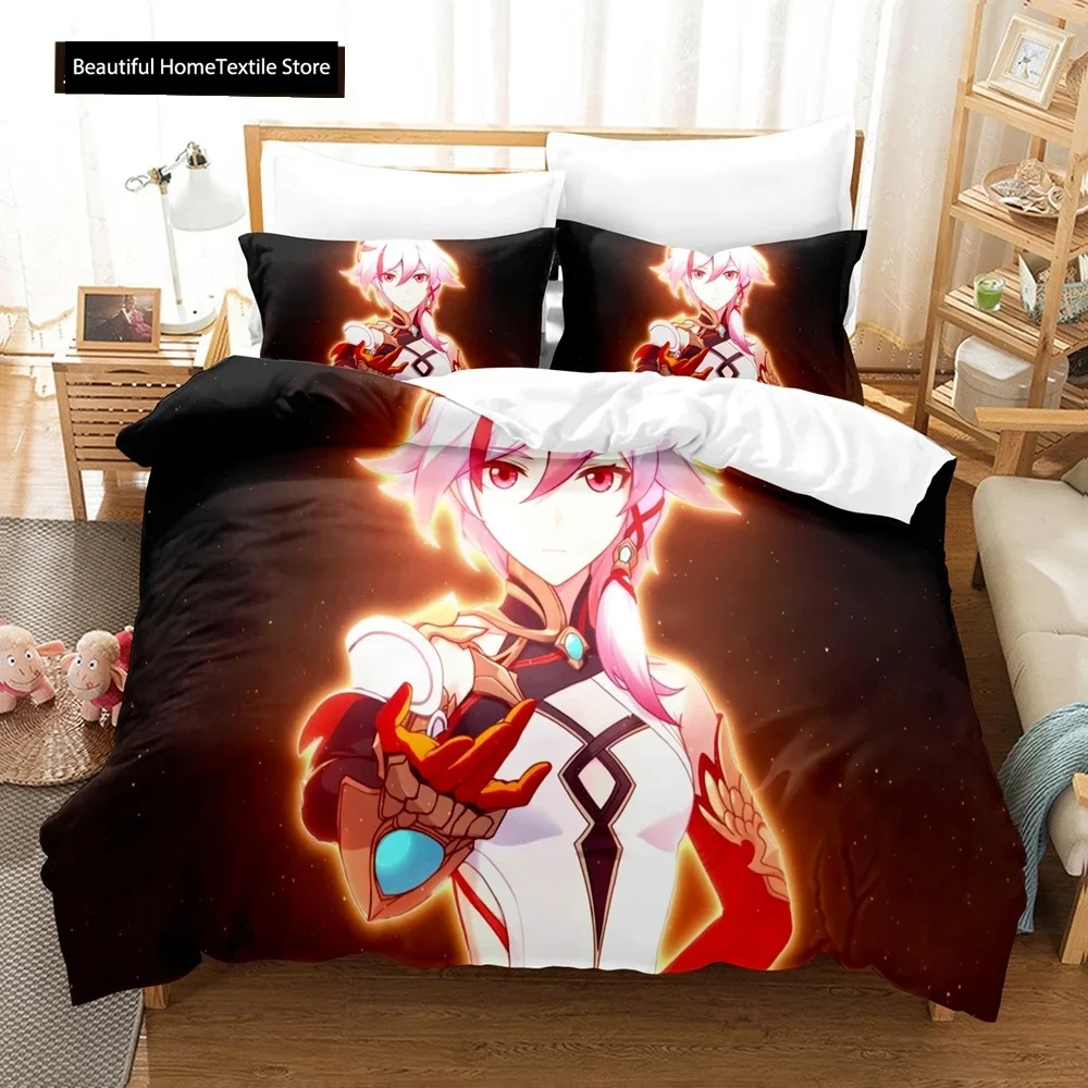 

3D Anime Honkai Impact 3rd Bedding Set Printed Decorative Duvet Cover Set Bedclothes Quilt Cover Home For Aldult Teen