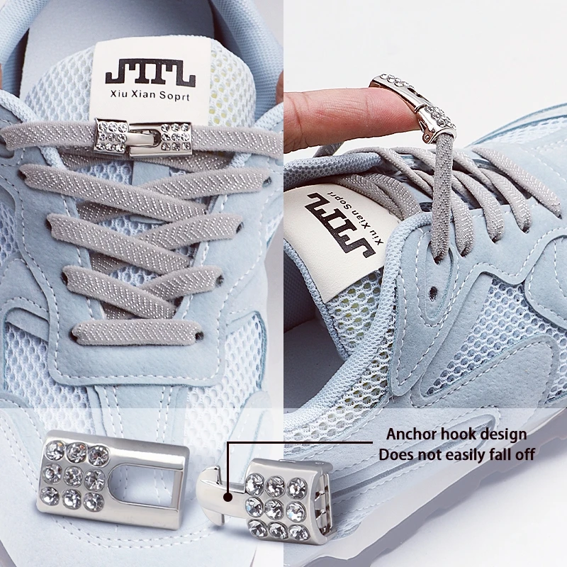 1 Paar/2 neue Diamant-Kreuzverschlüsse für Sneaker – Paar elastische Schnürsenkel ohne Binden mit Gummi-Schnürsenkeln für Kinder & Erwachsene