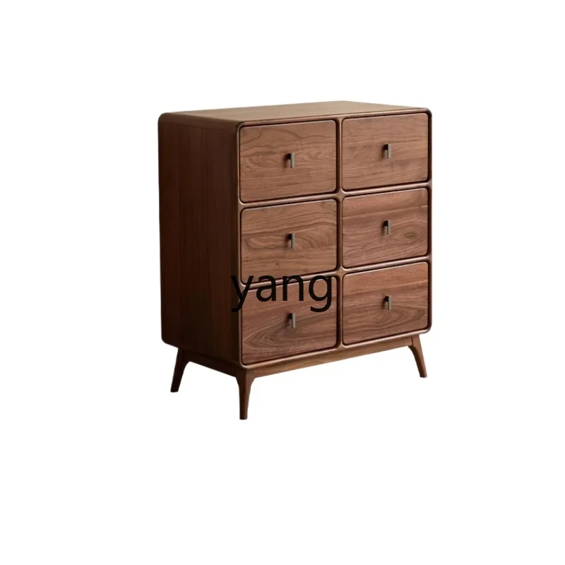 

LTT black walnut solid wood six-chest cabinet household storage locker sub-bedroom bedside locker