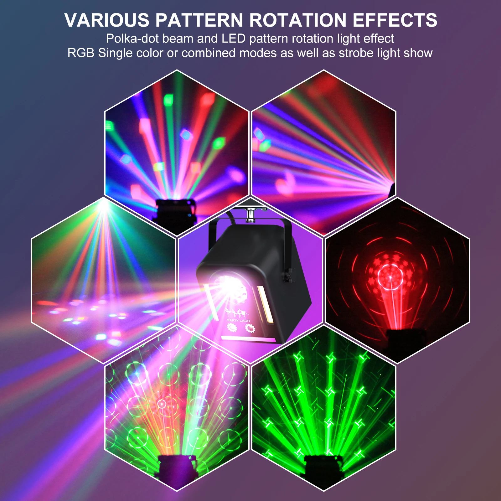 Uking lampu pesta 24W, dengan Remote kontrol lampu efek panggung RGB warna-warni LED lampu Laser strobo lampu DJ untuk Bar pesta disko