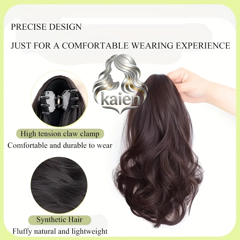 Women's Short Synthetic Claw Clip Hair Piece - Pear Wave Design - Curly Ponytail Extension - Natural Look