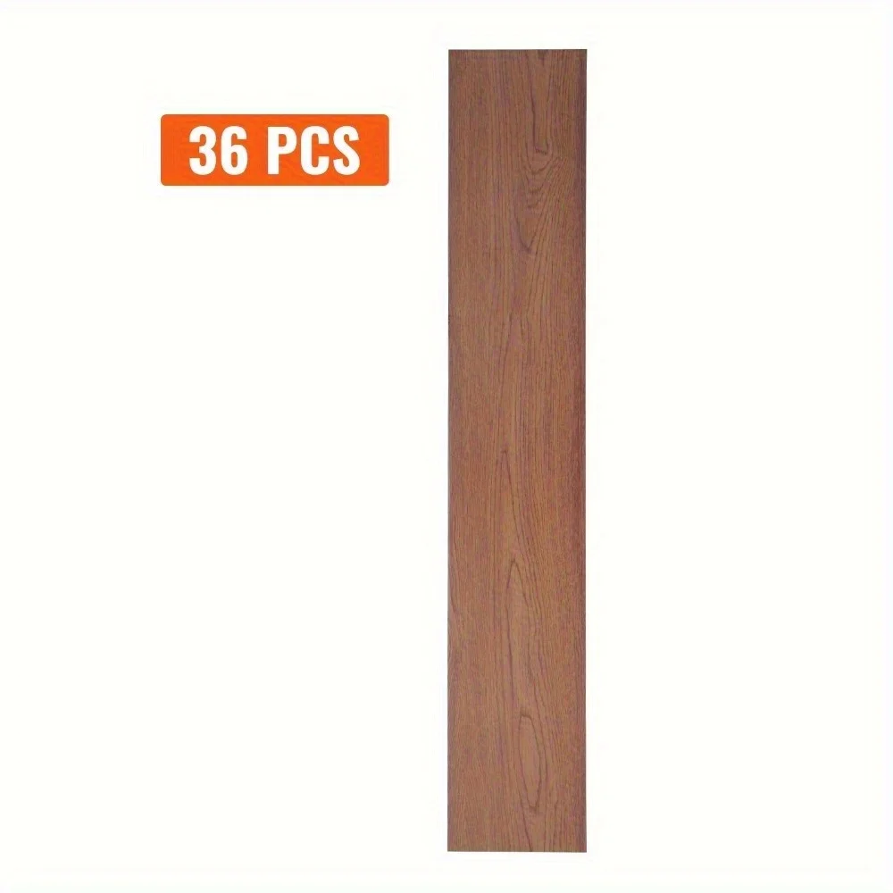 

36 Pieces Self Adhesive Vinyl Floor Tiles Dark Brown Wood Grain 2.5mm Thick