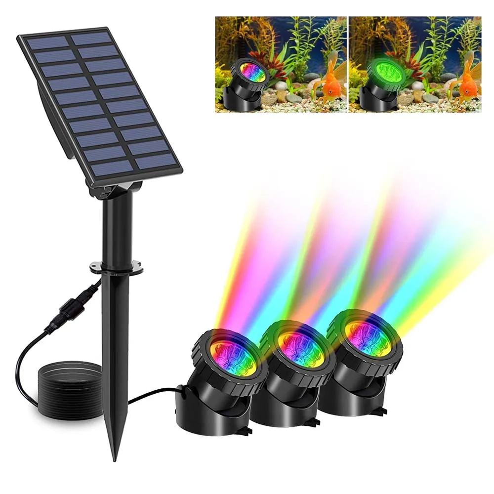 LED RGB Solar Light Outdoor IP68 Waterproof Solar Lawn Lamp Pool Light Underwater Garden Path Decor Landscape Solar Power Light