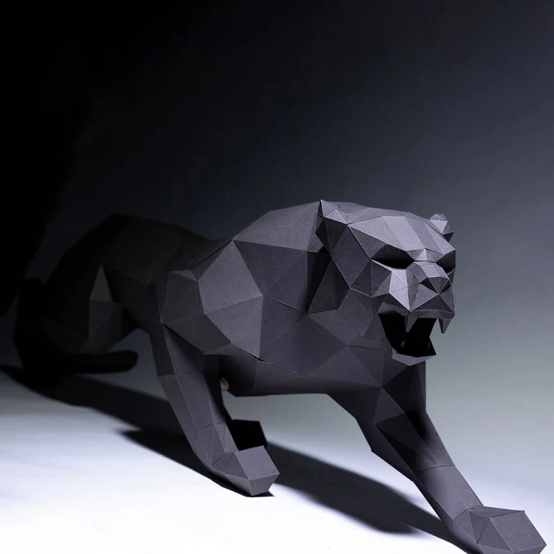 95cm Fierce Leopard 3D Paper Model Home Decor Living Room Floor Decoration Animal Ornaments Papercraft DIY Puzzles Hand Made Toy