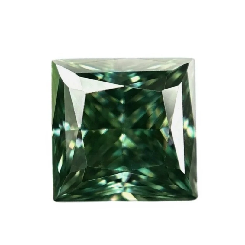 

Princess Cut D-Green Color Synthetic Moissanite Stone vvs1 5x5~9.5x9.5mm 0.8-5 ct for Jewelry Making with GRA Certificate