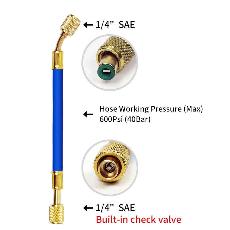 Inyector de aceite/tinte A/C para coche, adaptador de acoplador rápido de lado bajo 134a, herramientas de reparación de aire acondicionado 1/4,