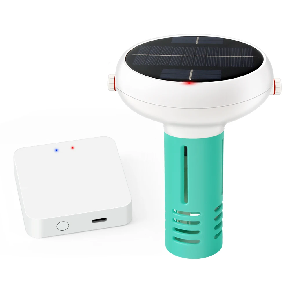 Flutuante clorômetro impermeável com Smart Hub, USB Solar Powered medidor de pH para piscinas, sal, CE, TDS, ORP, Temp, WiFi, 7-em-1