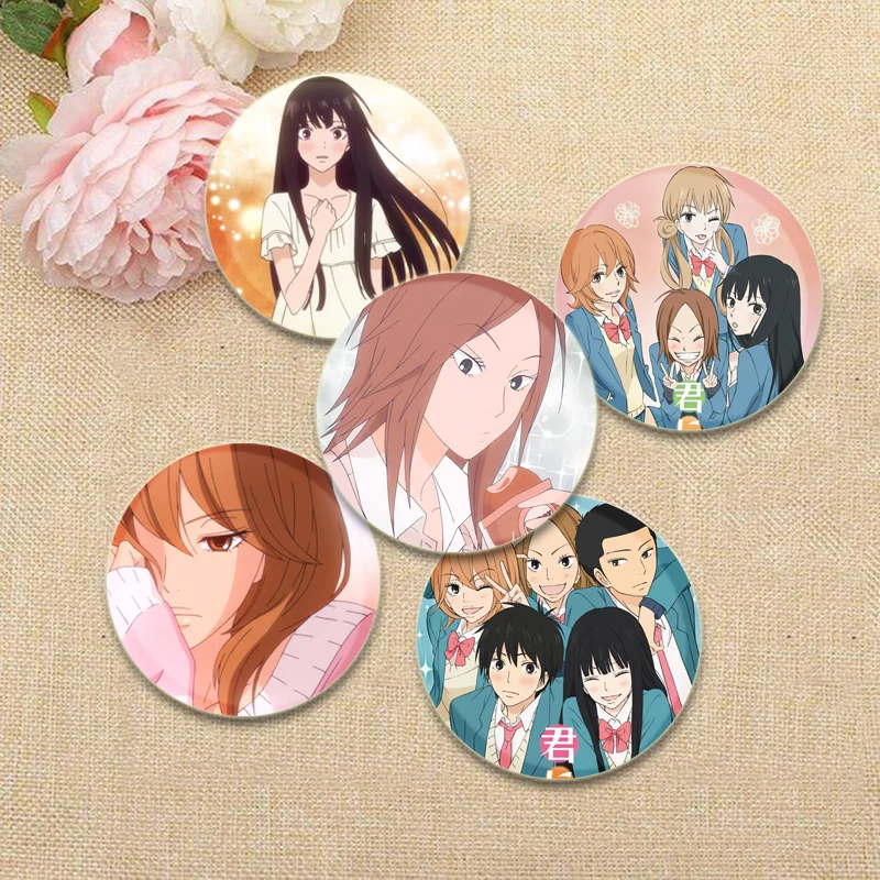 Kimi Ni Todoke Tinplate Pin Round Cartoon Snap-in Brooches for Backpack Cothes Accessories Anime Collection Badge Hat Decoration