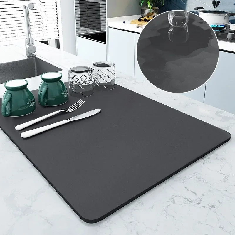 Super saugfähige Matte für große Küche, Kaffeegeschirr-Abtropfmatte, Trockenmatte, schnell trocknend, für Badezimmer, Abtropfunterlage, Küchenarmatur, Tischset