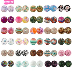 Sunrony 10Pcs/Lot New Printed Silicone Beads 15mm Round Leopard Beads For Jewelry Making DIY Necklace Bracelet Accessories