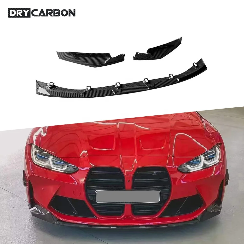 Dry Carbon Car Front Bumper Splitters Lip Spoiler for BMW 3 4 Series G80 G82 G83 M3 M4 2021 UP Fiber glass