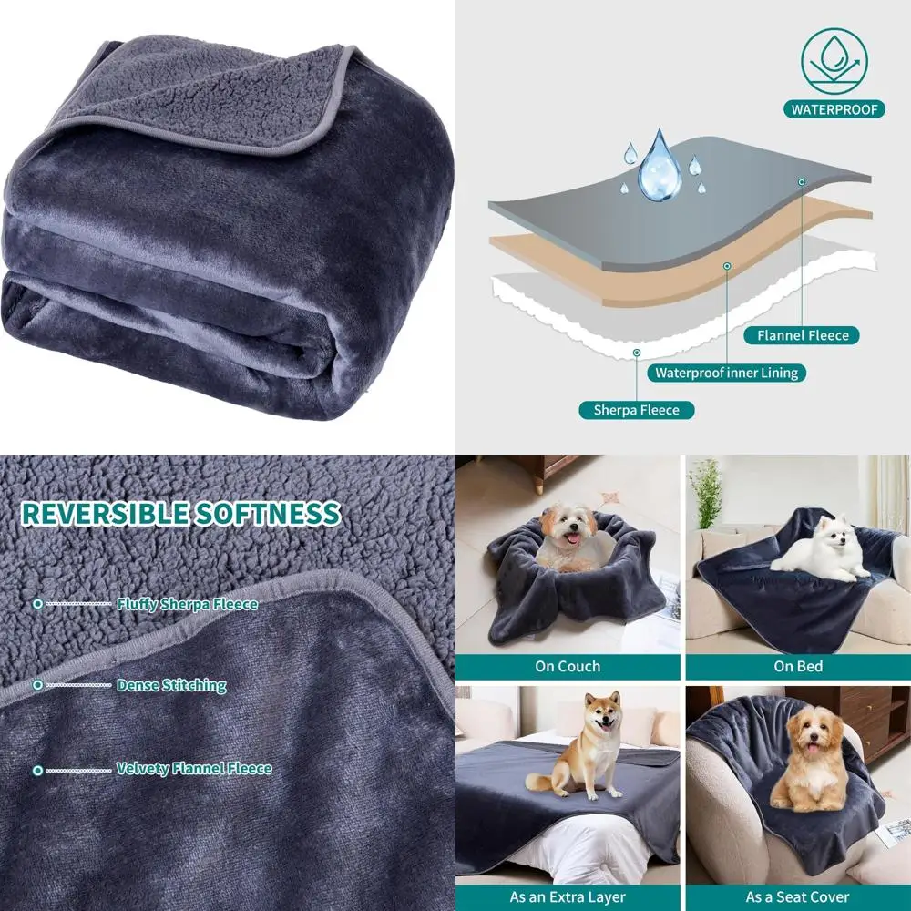 Mantas impermeables para perros grandes, lavables, súper suaves, cálidas y esponjosas, Protector para sofá y cama de coche, lavables a prueba de orina