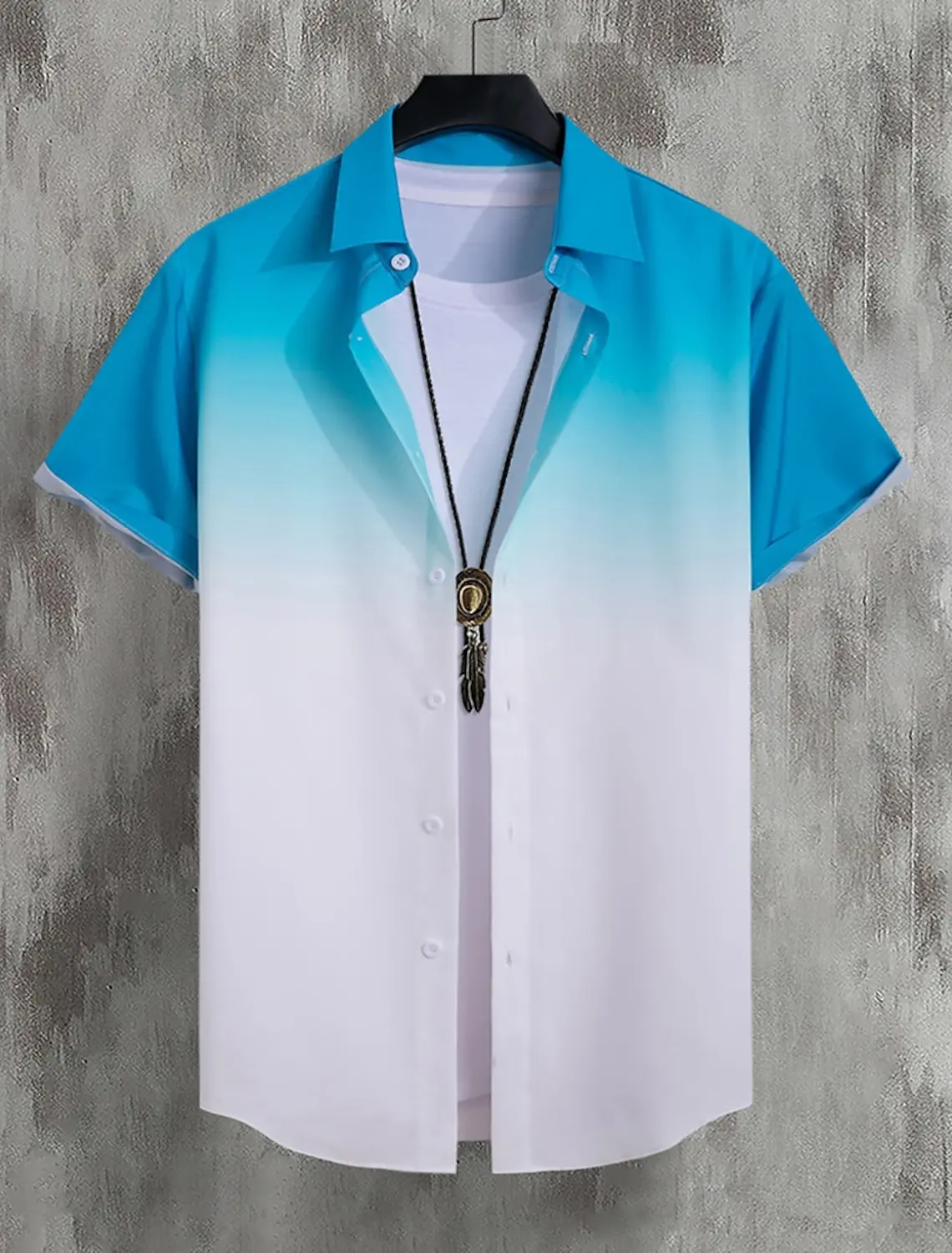 Fashion Men\'s Shirt for men Gradient Tops Summer Men\'s Clothing New Casual Short-Sleeved Buttons Loose Blouse Hawaiian Shirts
