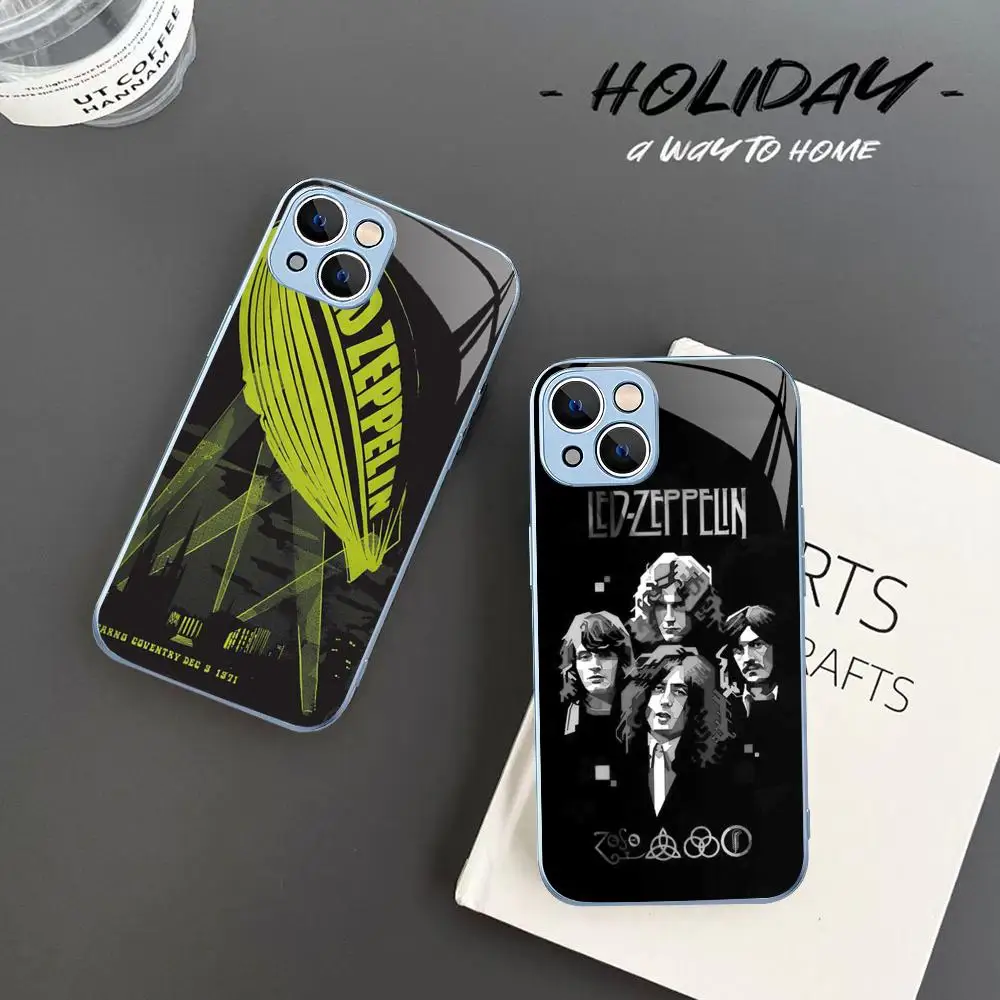 Cool L-Led Band Z-Zeppelin Phone Case Tempered Glass For iphone 14 13 12 11 Pro Mini XS MAX 14Plus X XS XR Cover