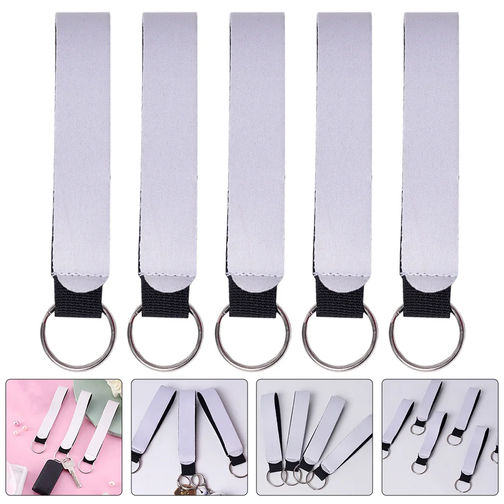 6pcs Diy Blank Wrist Lanyard Keychain Hanging Rope Heat Transfer Printing Sublimation Craft For Keys Bag Decor Gift