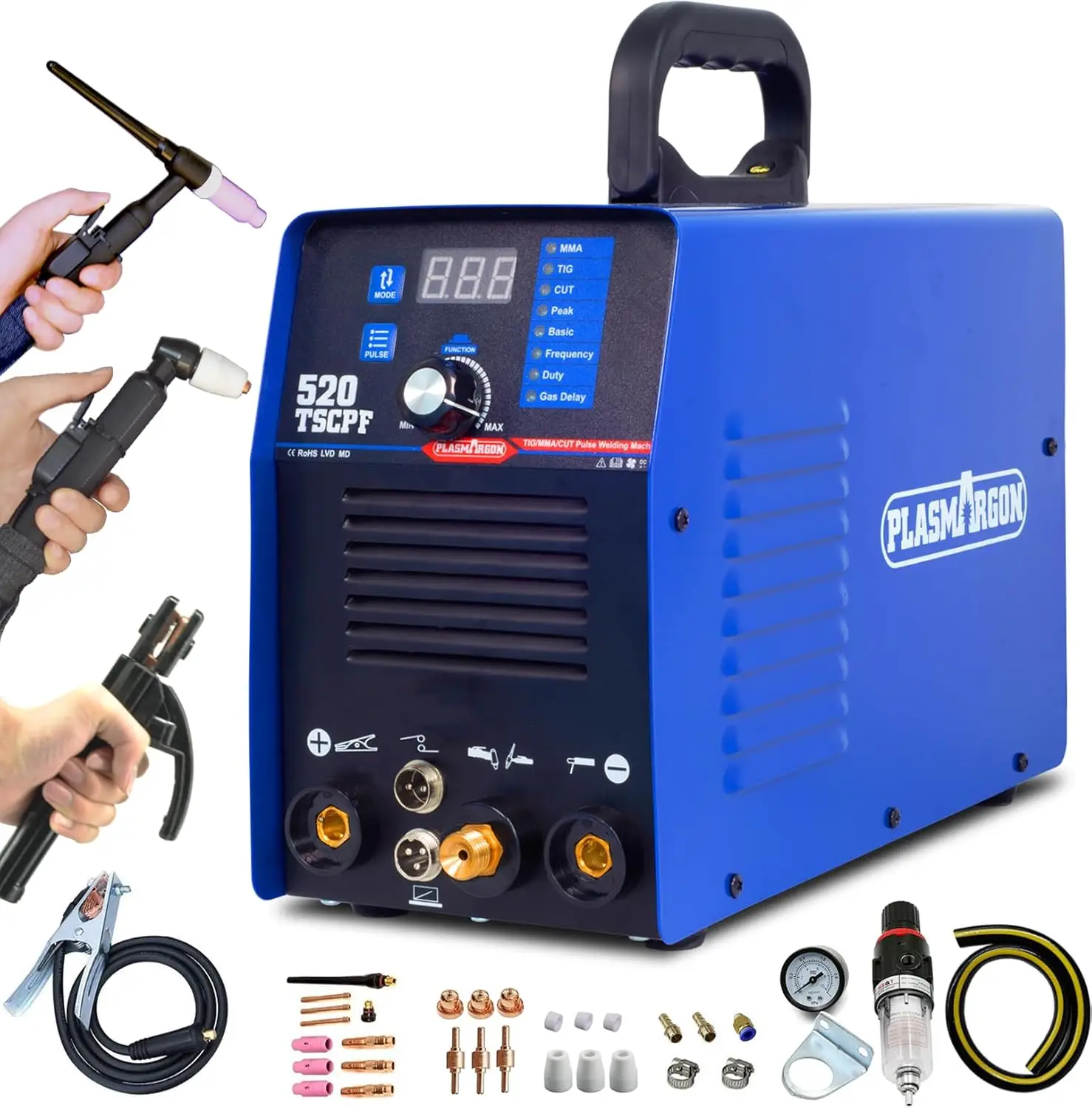 

3-in-1 Plasma Cutter & Welder Combo 200A TIG/ARC 50A Cutting Dual Voltage 110V/220V Digital Panel