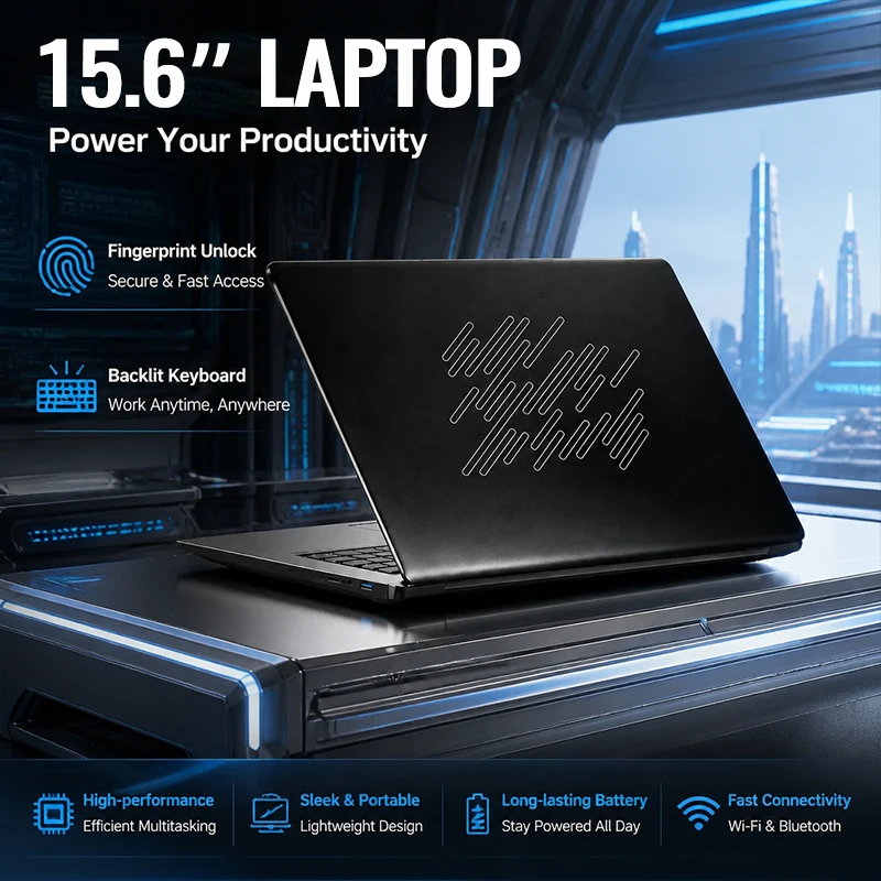 15.6 Inch Thin Intel 4405U Laptop 32GB RAM 1TB HDD FHD IPS Fingerprint WiFi Bluetooth For Home Entertainment Movie