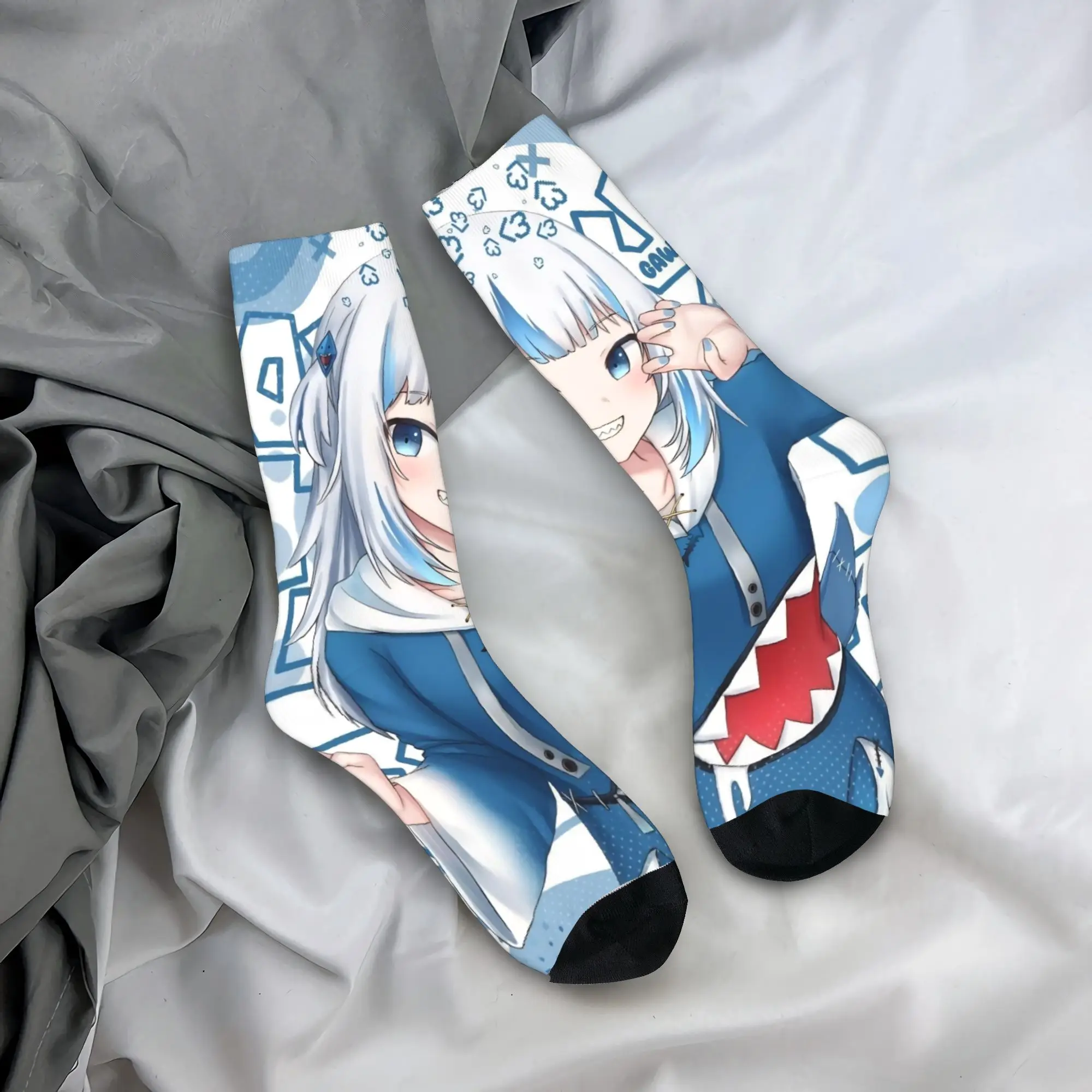 

Gawr Gura Kimono Saba Sameko, чулки, повседневные носки, мужские средние мягкие носки, осенние уличные противоскользящие носки с графикой, подарок