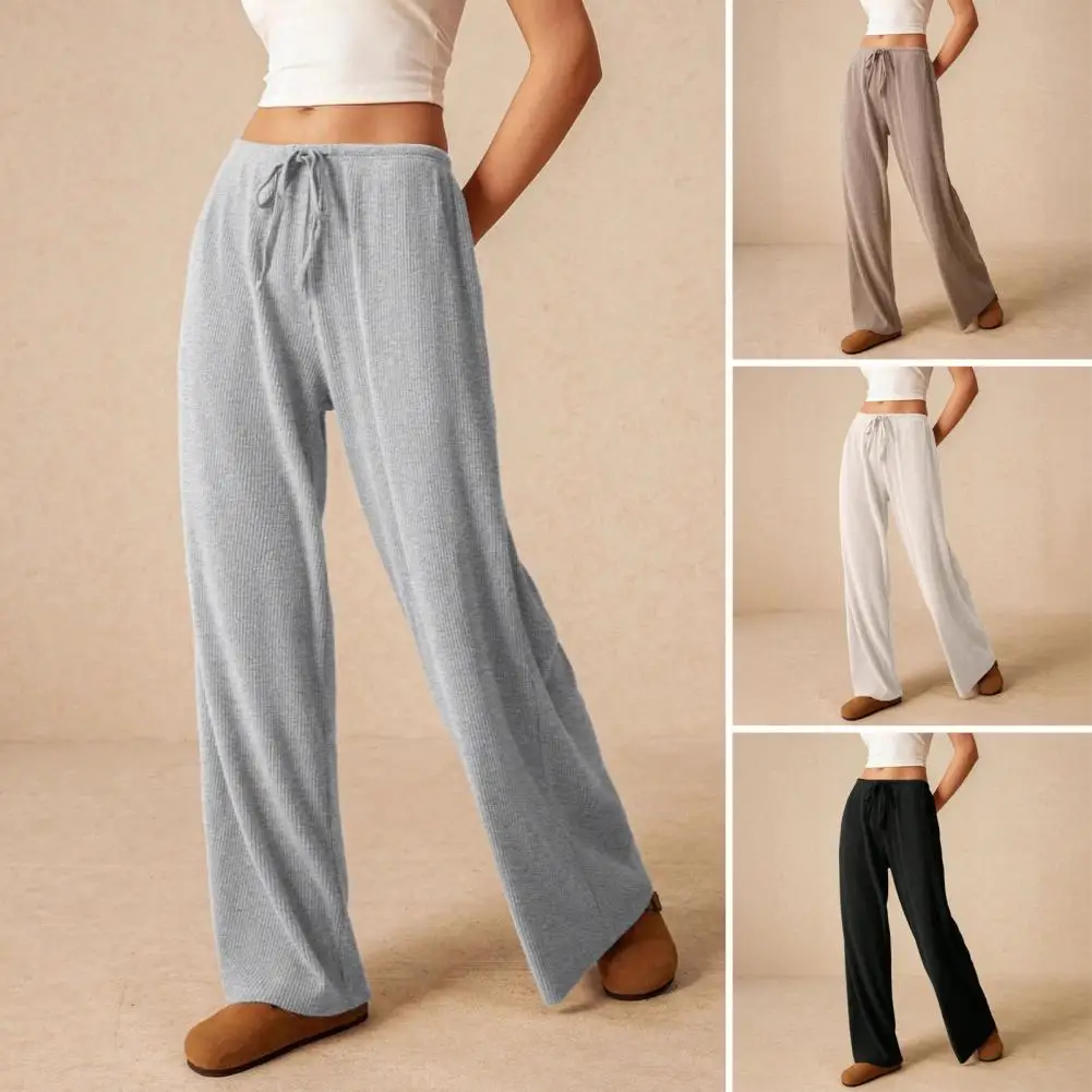 

Женские брюки Женские широкие брюки Брюки с эластичной резинкой на талии и регулируемым шнурком Свободные однотонные брюки для работы