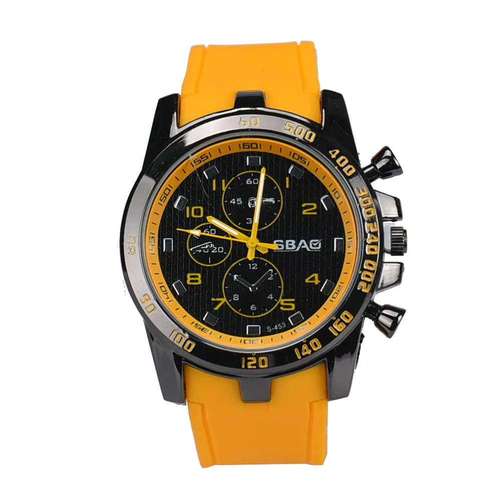 Fashion Men\'s Digital Watch Stainless Steel Luxury Sport Analog Quartz Modern Men Wrist Watch Yellow Relogio Masculino