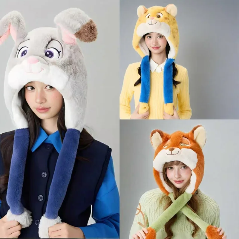 

Hot Genuine Zootopia Judith Nick Clawhauser Plush Hat Warm Cute Cartoon Children'S Winter Ear Protection Hat Christmas Gift