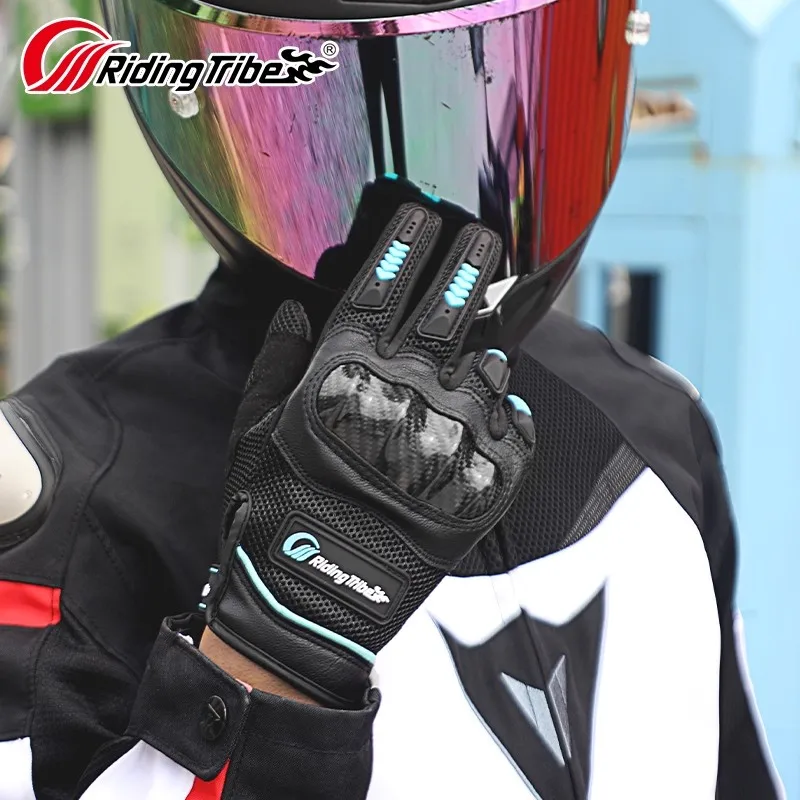 

Cooling Men Motorbike Gloves Summer Breathable Lightweight Carbon Fiber Protective Glove Motorcycle Riding Equipment Touchscreen